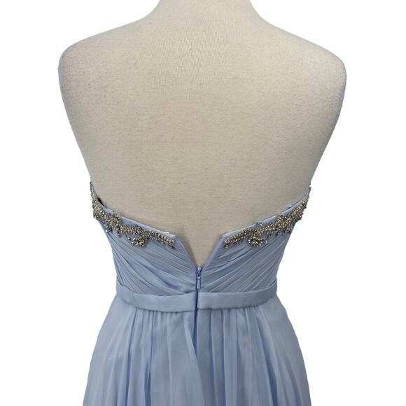 La Femme Gown Crystal Embellished Illusion Sweetheart Strapless Pale Blue NEW 8 - Picture 9 of 13